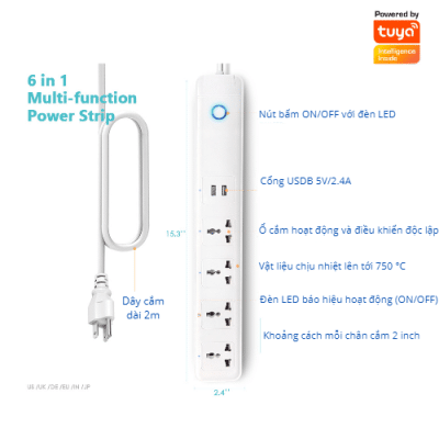 Ổ cắm dài wifi Tuya